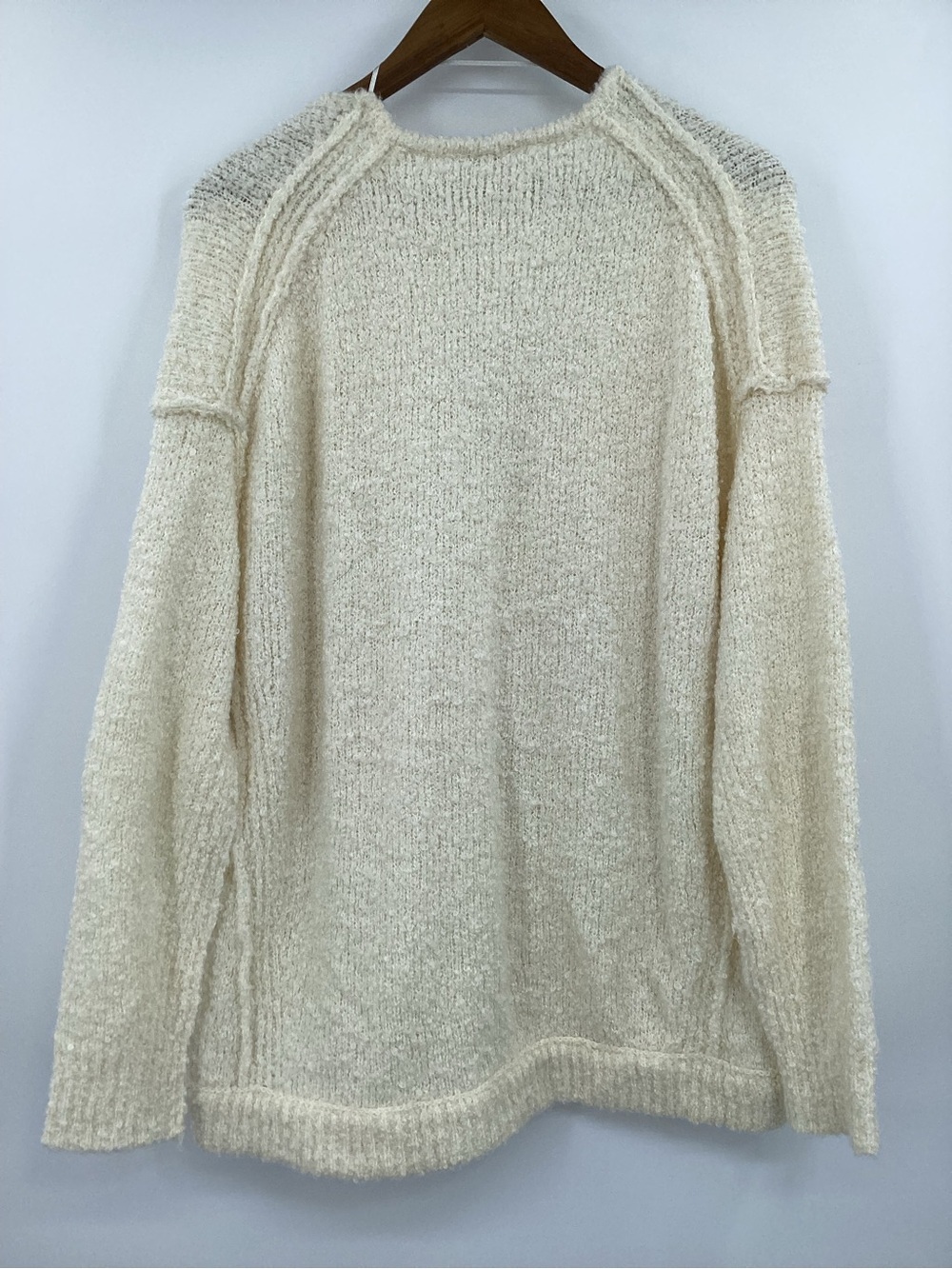 Free People Cream Lofty Bouclé V-Neck Sweater - Picture 3 of 9